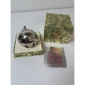 Wallace Silversmiths 1972 Christmas Silver Plate Bell Sleigh Ornament 2nd Annual